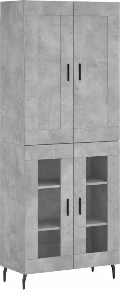 vidaXL Dulap înalt, gri beton, 69,5x34x180, lemn compozit