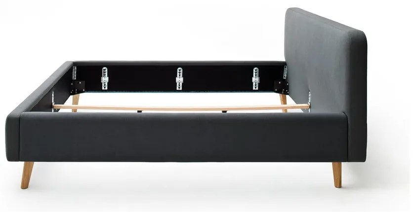 Pat matrimonial gri antracit tapițat fără somieră 160x200 cm Mattis – Meise Möbel