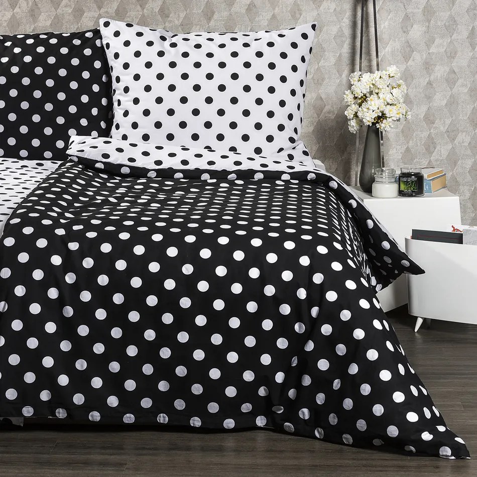 Lenjerie pat 1 pers. 4Home Buline negre, bumbac, 140 x 220 cm, 70 x 90 cm, 140 x 220 cm, 70 x 90 cm