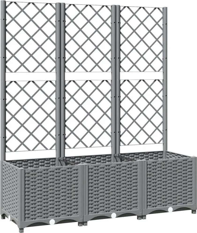 vidaXL Jardinieră de grădină cu spalier, gri deschis, 120x40x136cm, PP