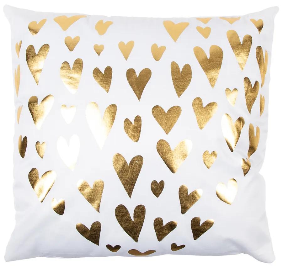 Pernuţă Gold De Lux Inimă, alb, 43 x 43 cm