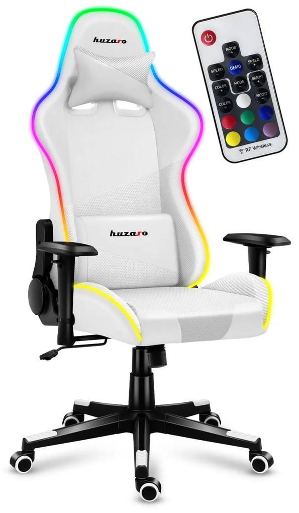 Fotoliu gaming Fusion 6.2 (alb + multicolor) (cu iluminat LED). 1087488