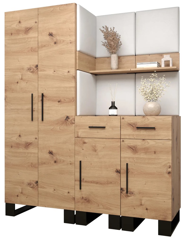 Set mobilier pentru hol Amanda 7 (Stejar artisan + Alb). 1085918