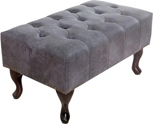 Taburet/ Suport picioare clasic stil englezesc Chesterfield gri antic