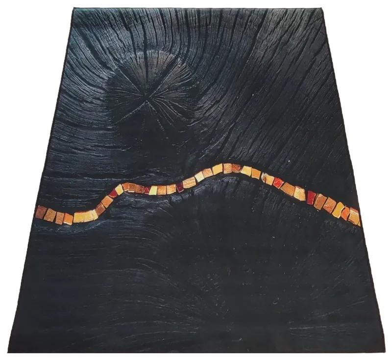 Covor negru simplu, cu detalii interesante Lățime: 160 cm | Lungime: 220 cm