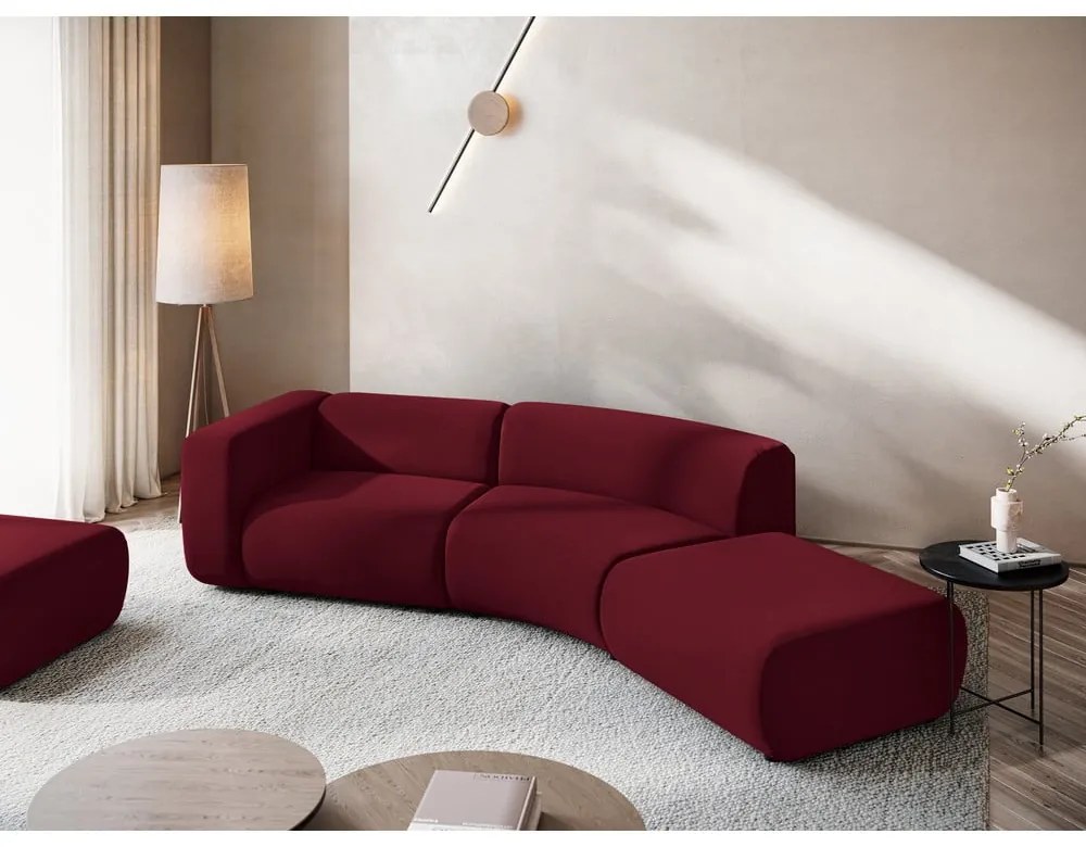 Șezlong burgundy cu tapițerie din catifea (cu colț pe partea dreaptă) Ekahi – Makamii