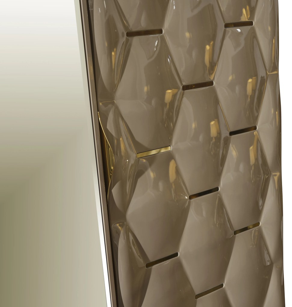 Set dormitor complet mdf 30 mm si metal - royal lav - crem/antracit cu auriu
