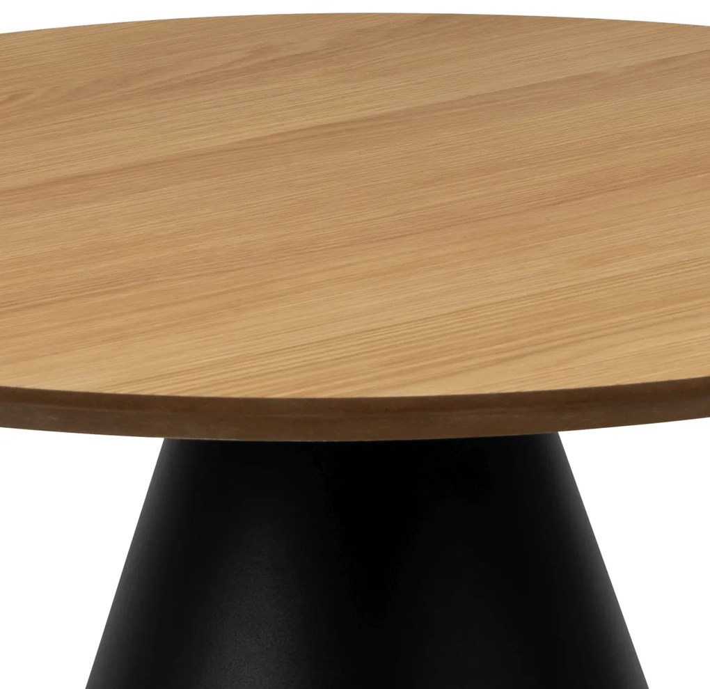 MAZZONI EXPORT BOSCO Stejar natural/picior negru - MASĂ DE CAFEA ROTUNDĂ 65 cm MASĂ DE CAFEA PENTRU SUFRAGERIE FURNIR