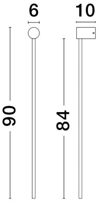 Aplica LED de perete design minimalist Synthesi alb H-90cm