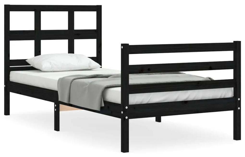 3194825 vidaXL Cadru de pat cu tăblie, negru, 100x200 cm, lemn masiv