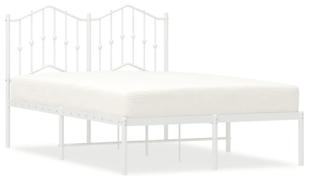 373836 vidaXL Cadru de pat metalic cu tăblie, alb, 120x200 cm