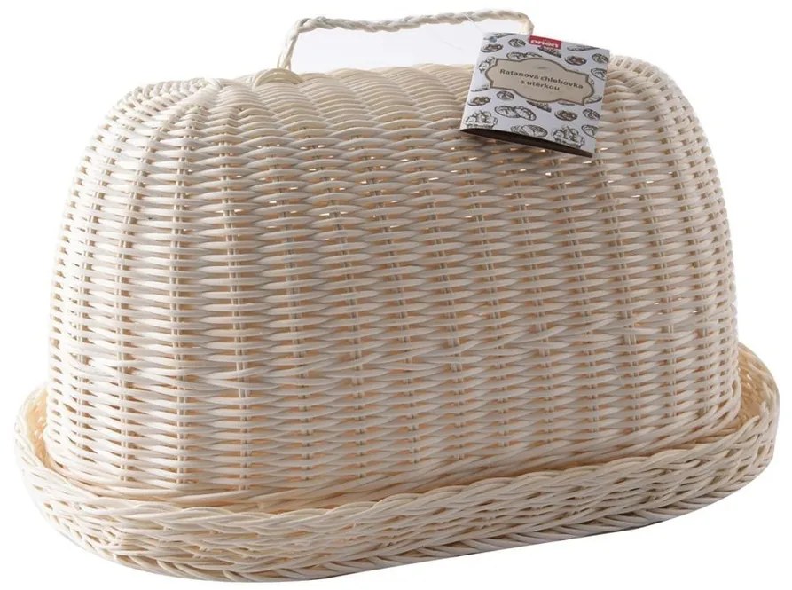 Orion Doză pâine din rattan cu prosop , 40 x 25 x 22 cm