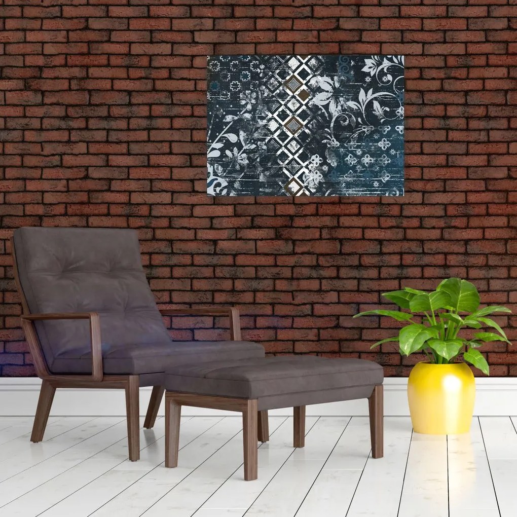 Tablou pe sticlă - Decorațiuni flori (70x50 cm)