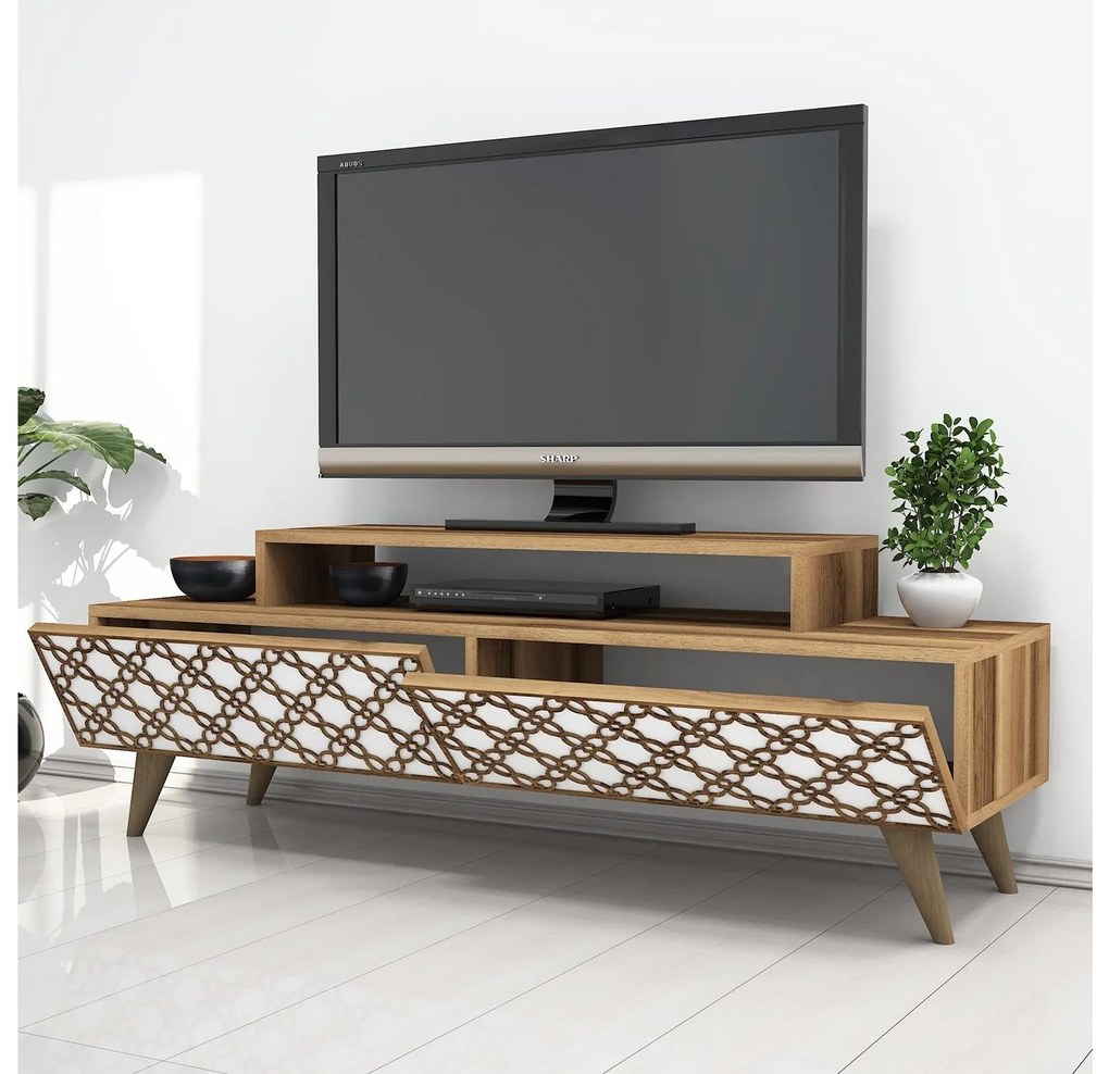 Masă TV/Dulap Clementine (Nuc + Alb). 1088565