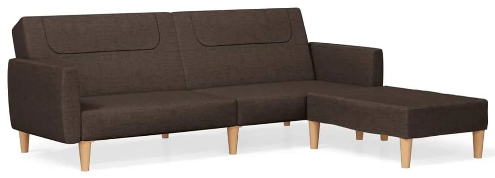 3080592 vidaXL Canapea extensibilă cu taburet, 2 locuri, maro închis, textil