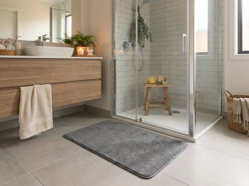 Covoras de baie TRIVORA 60x100 cm gri inchis