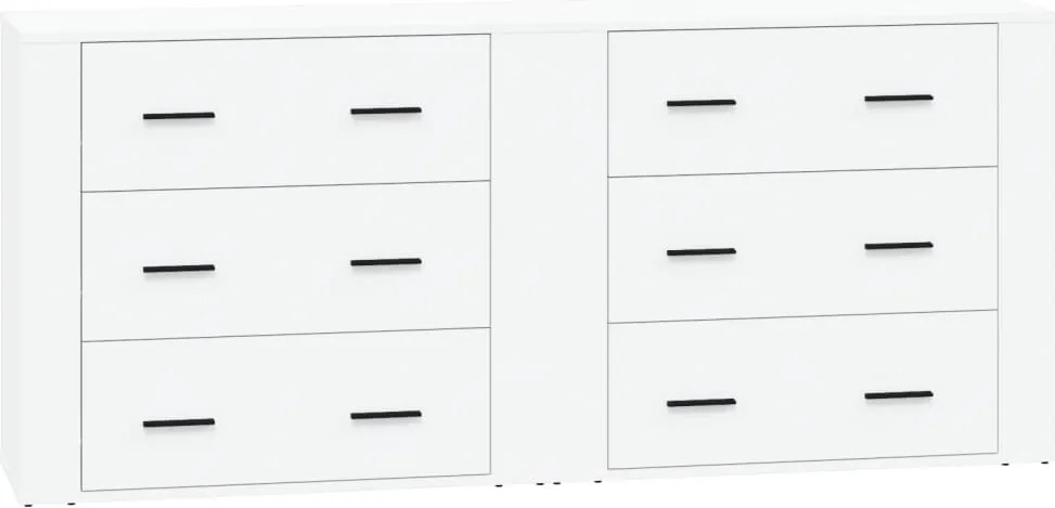 vidaXL Servante, 2 piese, alb, lemn prelucrat