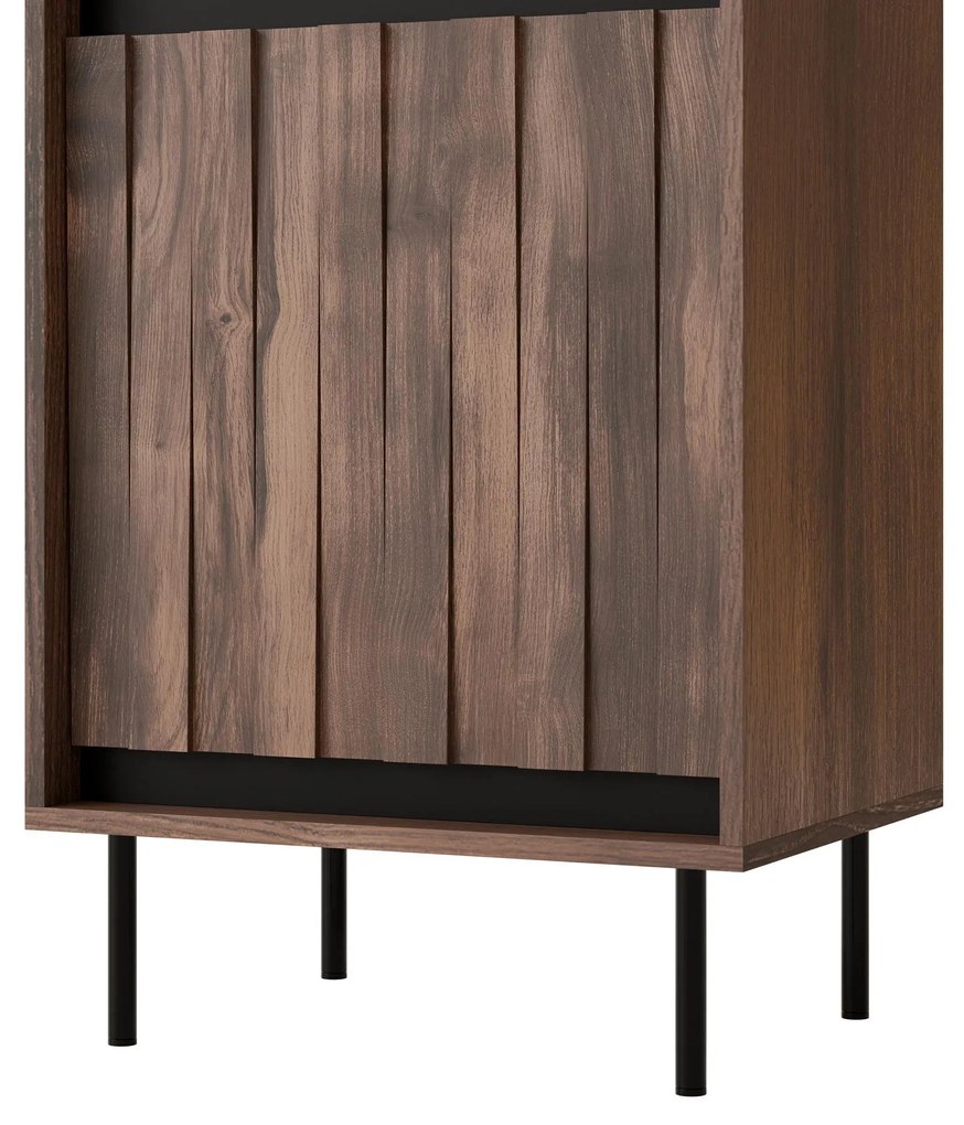 Dulap cu rafturi Sting W1 (Nuc + negru). 1092424