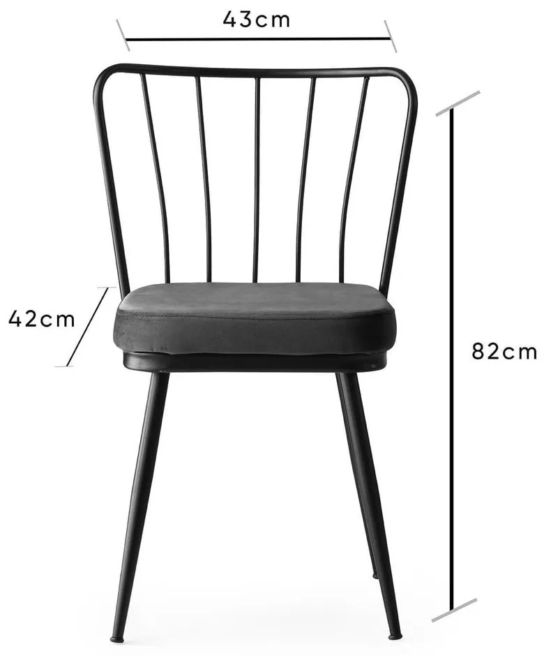 Scaune de dining gri-antracit 2 buc. din metal Yildiz – Kalune Design