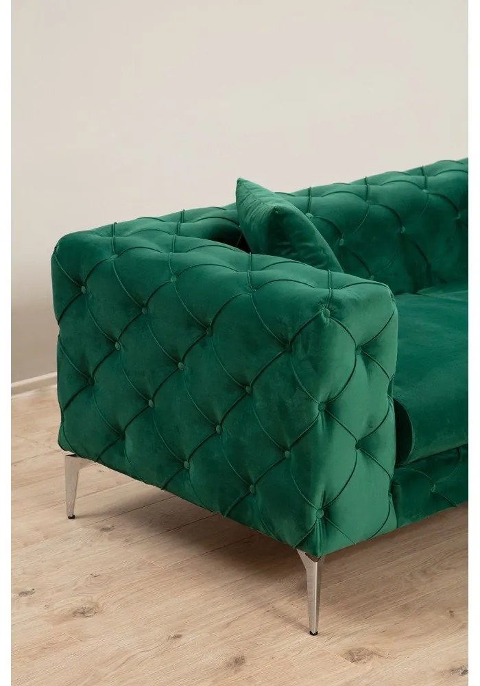 Canapea verde-închis cu tapițerie din catifea 237 cm Como – Artie