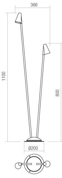 Redo 90713 - Lampă LED de exterior NIVALIS 2xLED/6,9W/230V 3000K 110 cm IP65 verde