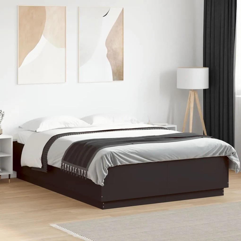 vidaXL Cadru de pat, negru, 150x200 cm, lemn prelucrat