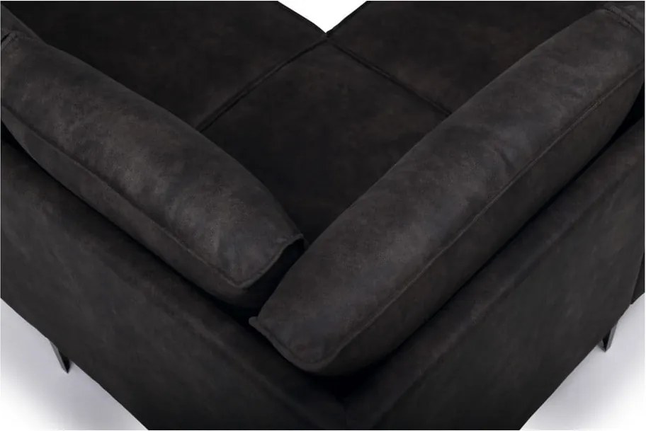 Colțar gri antracit cu tapițerie din imitație de piele (colț pe partea stângă ) Copenhagen – Scandic