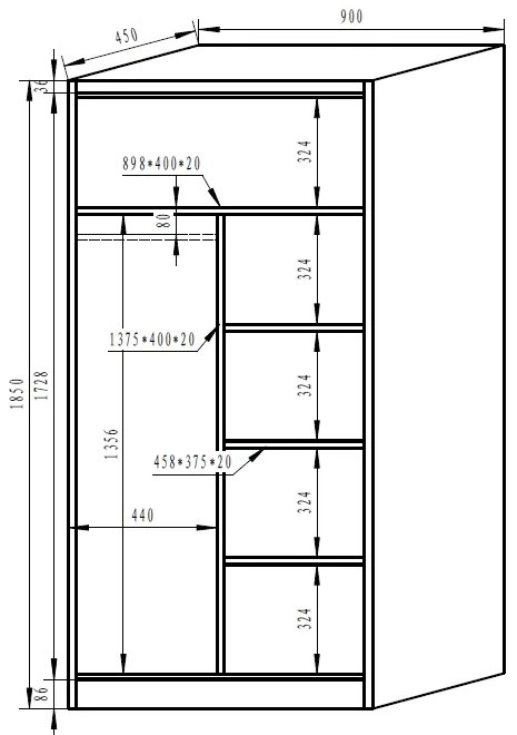 Dulap metalic, 90 x 45 x 185 cm, încuietoare cu cilindru, albastru - ral 5012