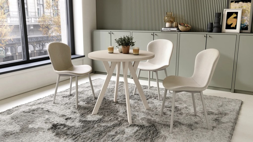Mazzoni ALMO 80 Bej (Șampanie)/picioare bej - MASĂ ROTUNDĂ CU PICIOARE Y LOFT/INDUSTRIAL PENTRU BUCĂTĂRIE LIVING SAU SUFRAGERIE
