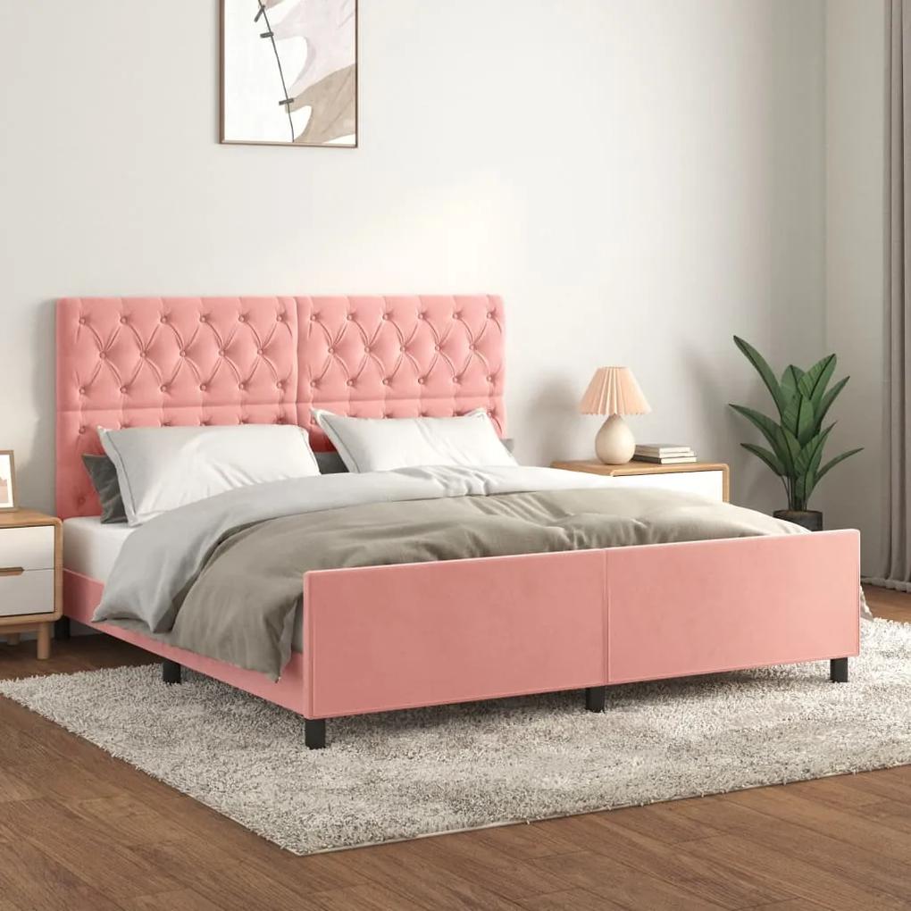 3125951 vidaXL Cadru de pat cu tăblie, roz, 160x200 cm, catifea
