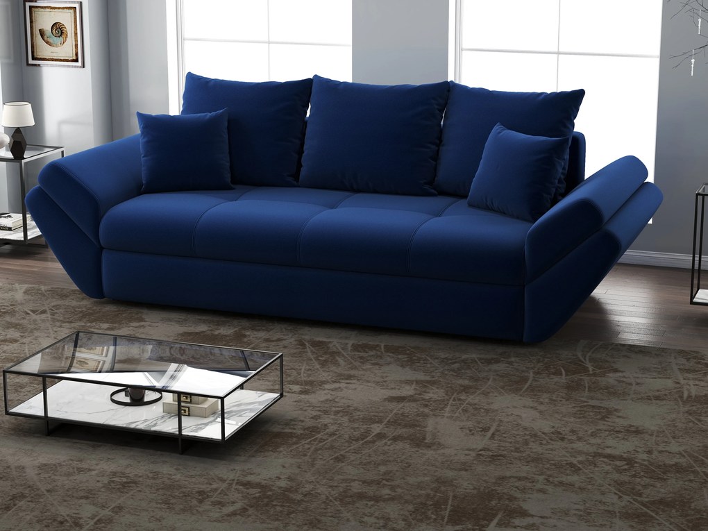 Canapea extensibilă dumonde cu ladă de depozitare si sezut confortabil din spuma high-density, Loana Royal Blue 250x100 cm