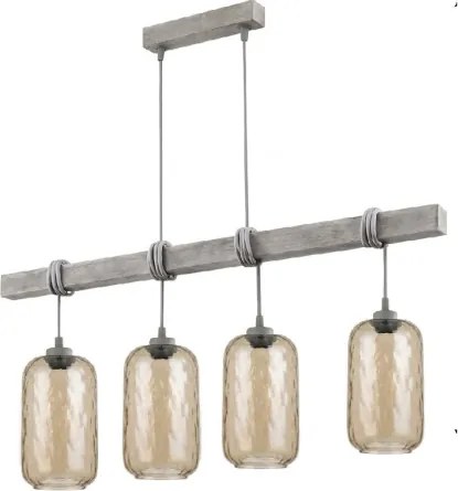 Brilagi - Lustra suspendată pe cablu WOOD GLASS 4xE27/60W/230V pin/gri/maro fumuriu