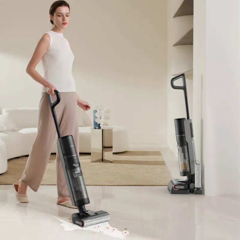 Aspirator vertical DREAME H12 Pro HHR25A, 300W, 0.7/0.9 l, 3 moduri, 35 min, Umed/uscat, Alerte vocale, LED, Uscare mop automată, Negru/gri