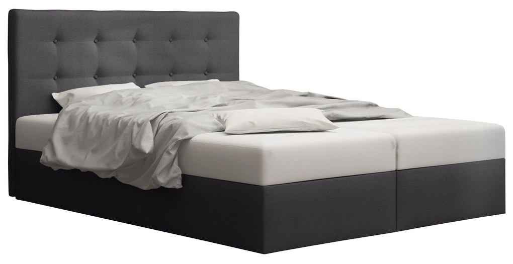 Pat matrimonial Boxspring 140 cm Duel 1 (gri deschis) ( cu saltea și sp. depozitare). 1046424