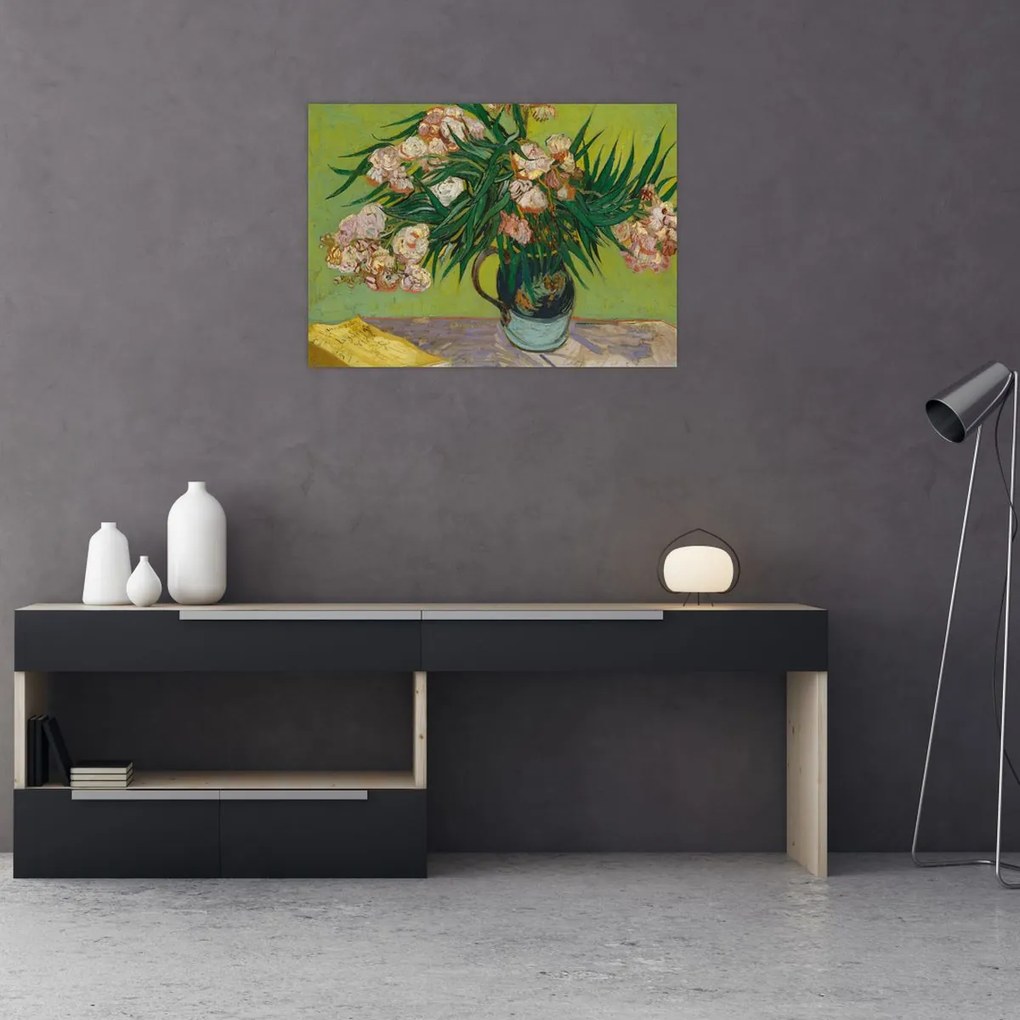 Tablou pe sticlă - Vincent van Gogh, Oleanders, reproducere (70x50 cm)