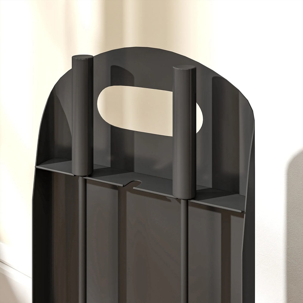 Outsunny Set servitor pentru șemineu 4 piese, accesorii unelte pentru șemineu cu mătură lopată tisonier și suport, din metal negru | Aosom Romania