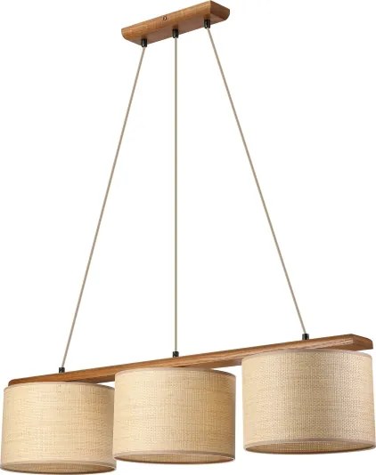 Lustră pe cablu AIDA 3xE27/15W/230V Ø 25 cm stejar/rafie