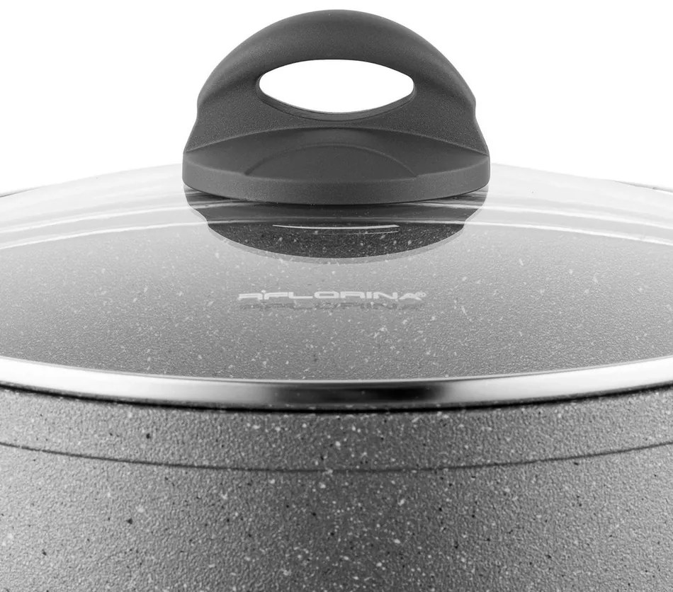 Oală cu capac Florina Lava Stone MG, 24 cm, 4 l, gri, diam. 24 cm