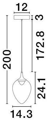 Pendul LED modern, Metal, Sticla, Champaign, Nali