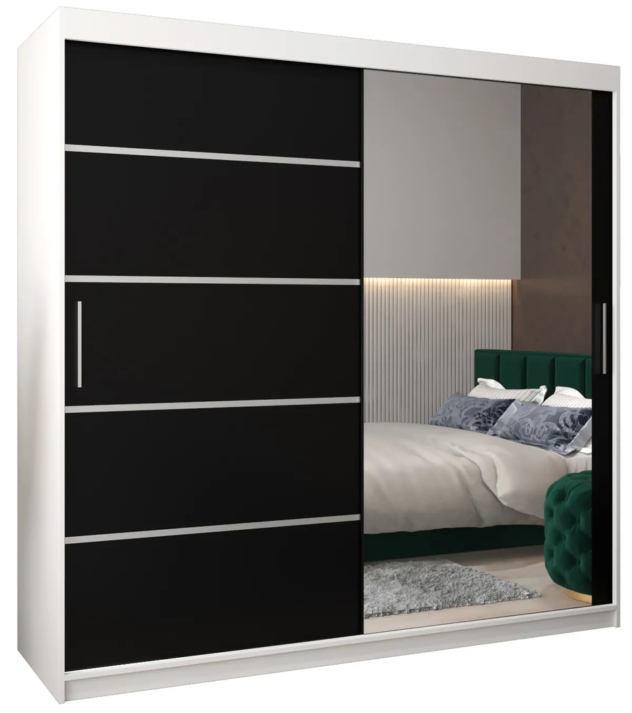 Dulap de haine 250 cm cu oglindă Verika 2 250 (alb + negru). 1064237