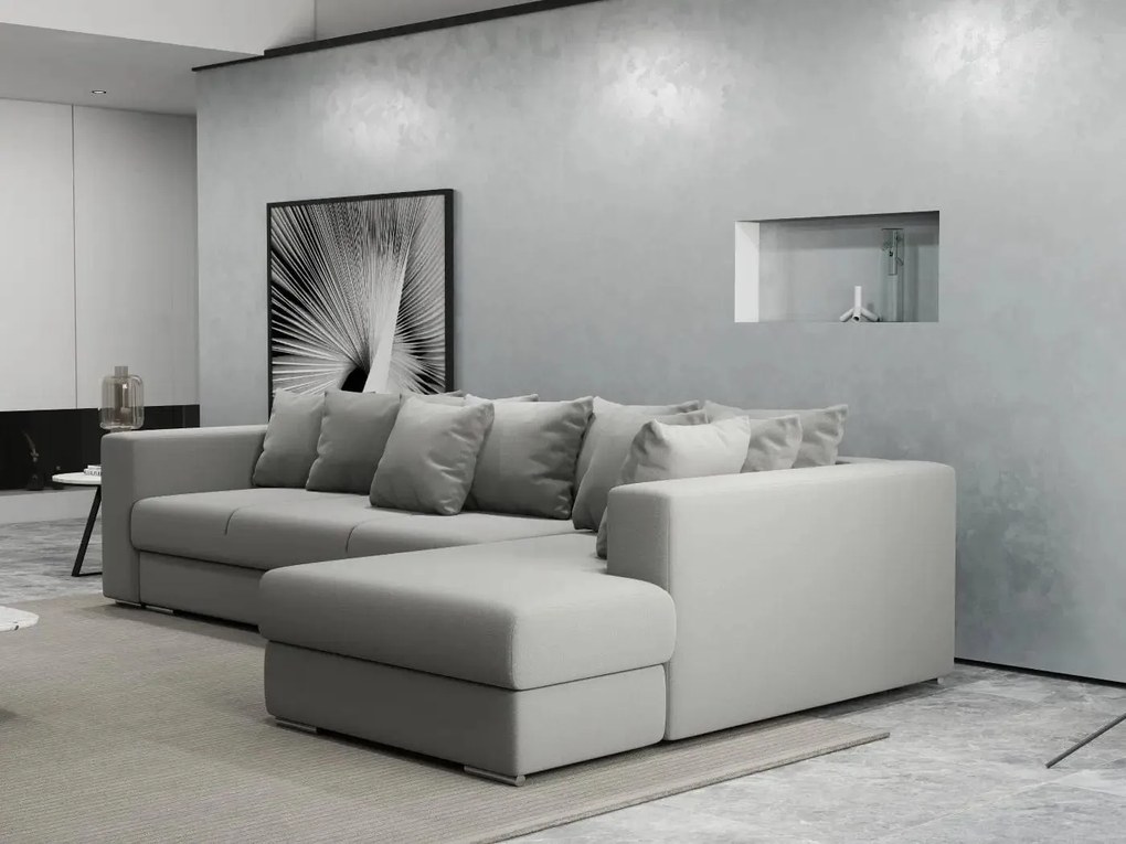 Colțar extensibil dumonde cu ladă de depozitare si sezut confortabil din spuma high-density, Gloria Royal Grey II 320x183 cm