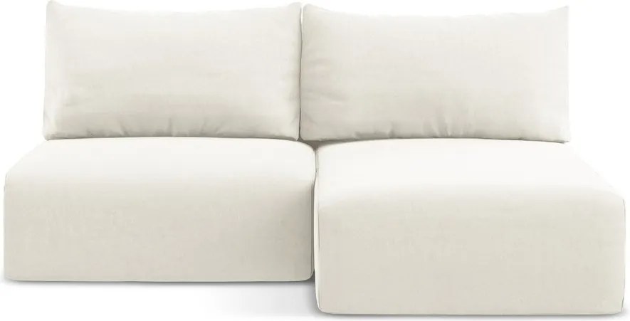 Colțar crem extensibil/cu spațiu de depozitare cu tapițerie din catifea (cu colț pe partea dreaptă/cu șezlong) Kalena – Makamii