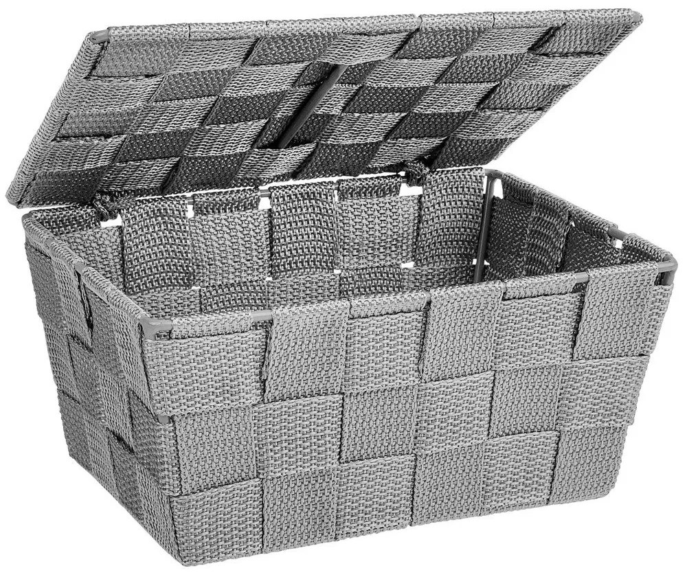 Organizer cu capac ADRIA, recipient pentru baie, WENKO, gri