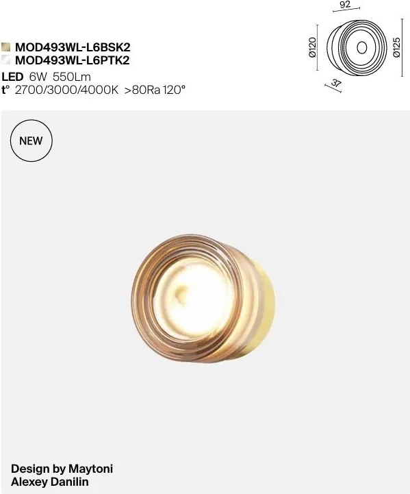 Mini Aplica LED CCT cu striatii Olo alama