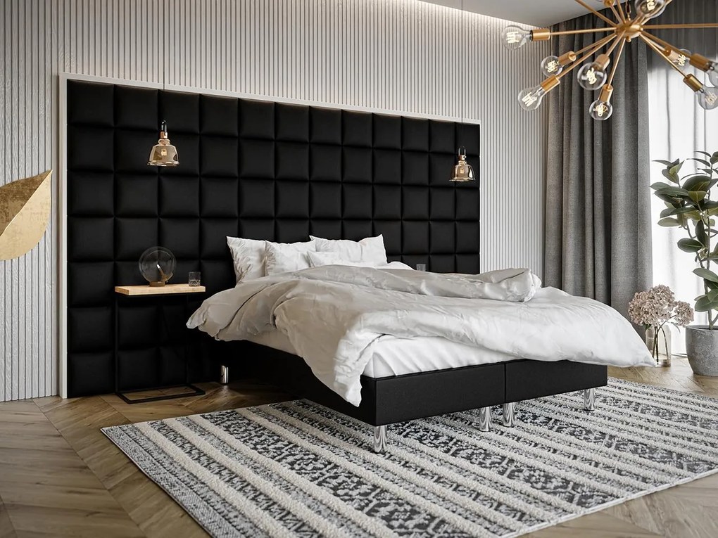Panou de perete tapițat Pazara 30x30 (piele ecologică soft 011 (Negru). 1054238