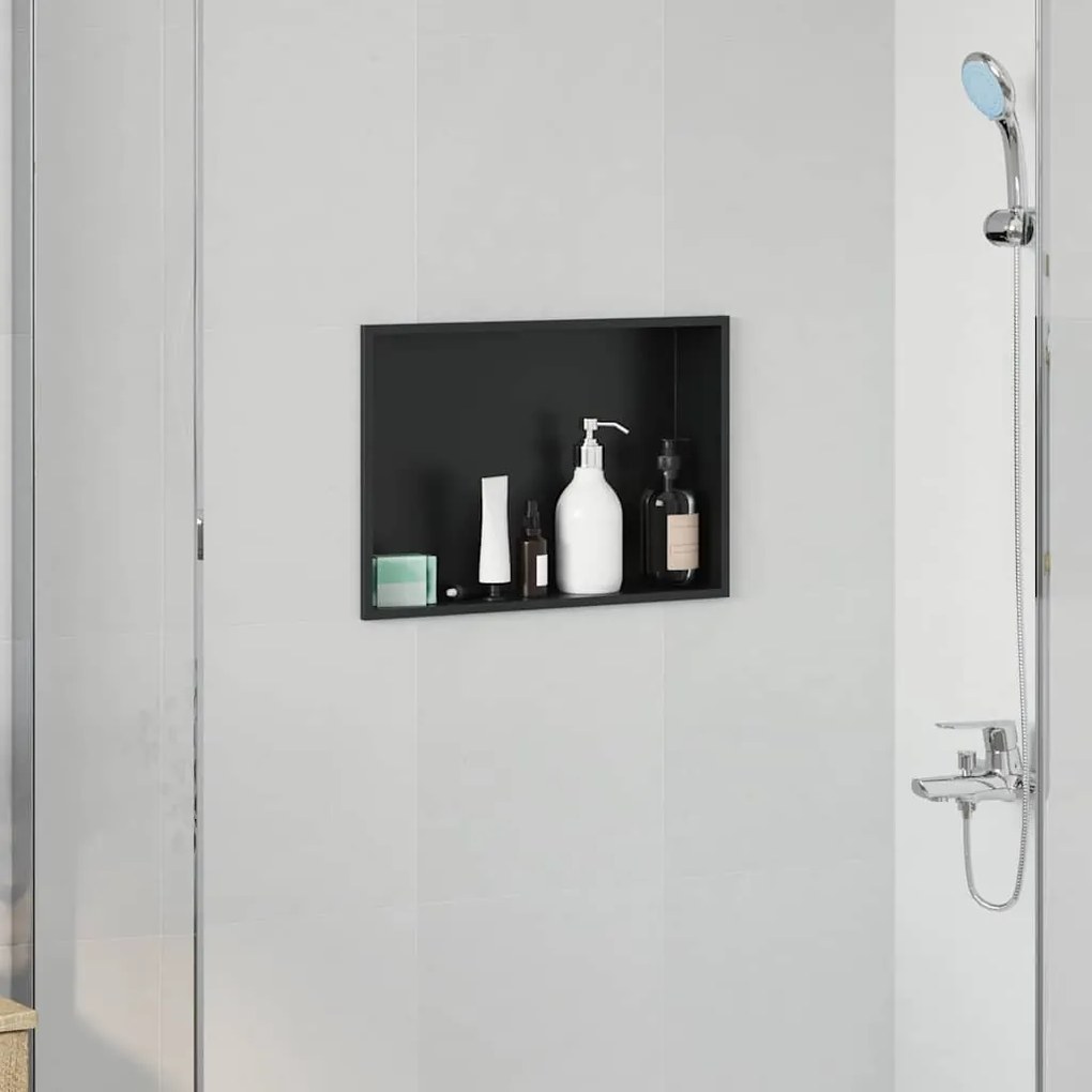 vidaXL Nisă de Duș Negru 45 x 30 x 9,5 cm Oţel inoxidabil