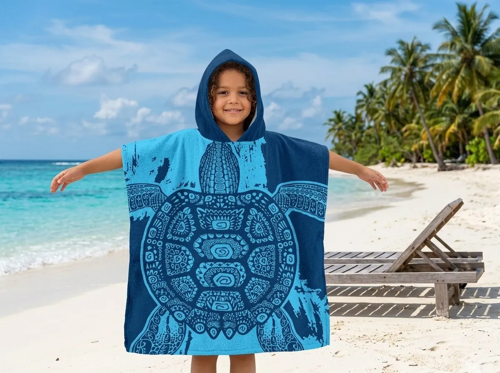Poncho pentru copii INDIGO albastru 60x120 cm