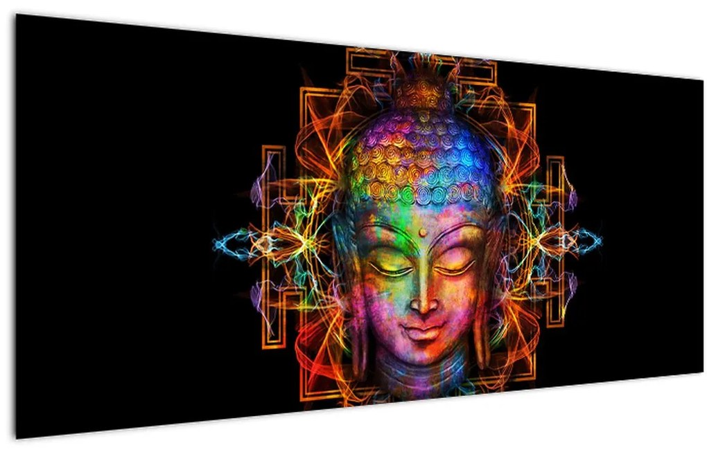 Tablou - Bustul lui Buddha în culori neon (120x50 cm)
