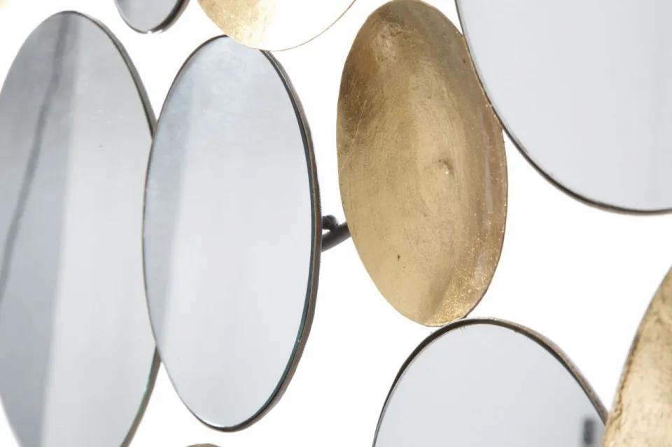 Decoratiune de perete aurie din metal si oglinzi, 118x2,5x60 cm, Glam Gold Mauro Ferretti