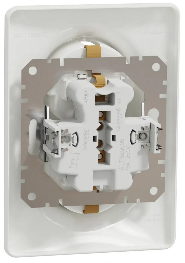 Priza dubla cu impamantare, 16A, IP20, Alb Schneider Sedna Design